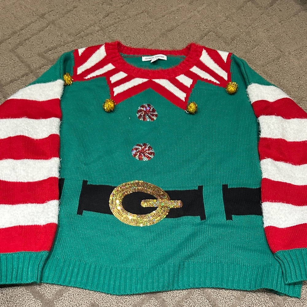 Festive Green and Red Women's Sweater
